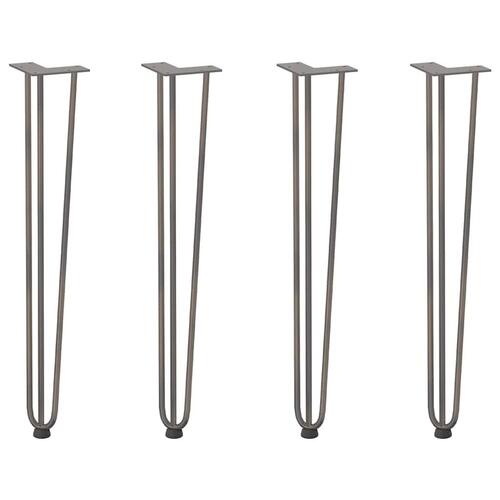 Hårnåle bordben 4 stk. naturstål 72 cm massivt stål
