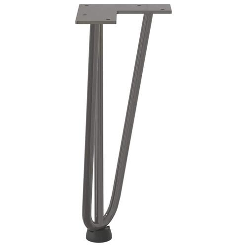 Hårnåle bordben 4 stk. naturstål 30 cm massivt stål