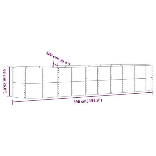Plantekasse 396x100x68 cm pulverlakeret stål antracitgrå