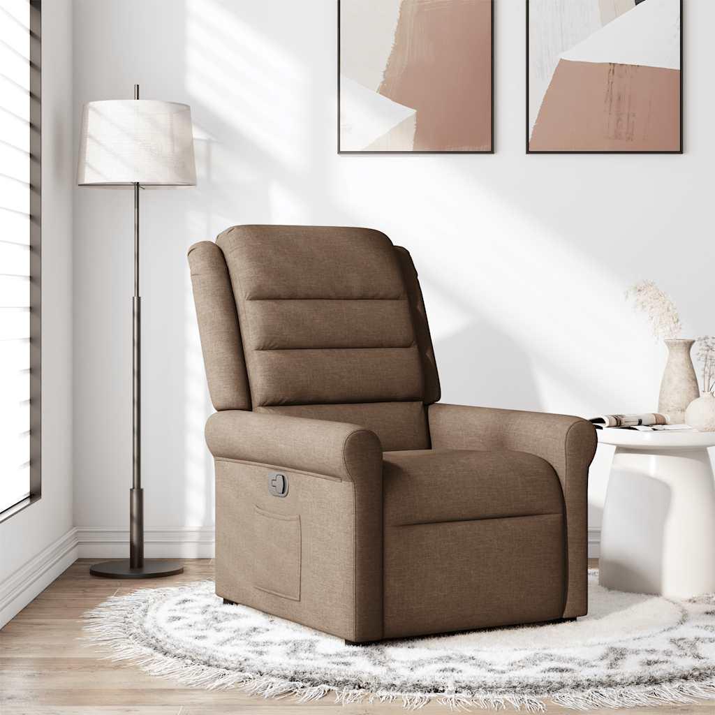 Lænestol i stof - brun, manuel recliner med sidelomme