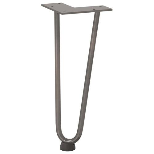 Hårnåle bordben 4 stk. naturstål 30 cm massivt stål