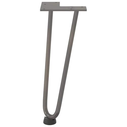 Hårnåle bordben 4 stk. naturstål 30 cm massivt stål