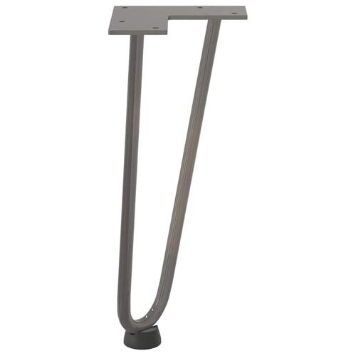 Hårnåle bordben 4 stk. naturstål 30 cm massivt stål
