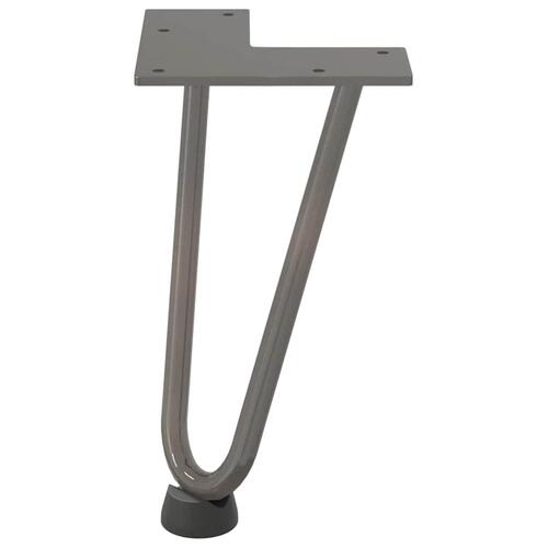 Hårnåle bordben 4 stk. naturstål 20 cm massivt stål