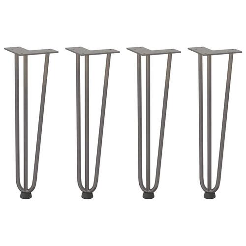 Hårnåle bordben 4 stk. naturstål 42 cm massivt stål