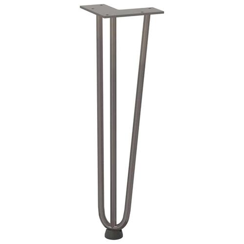 Hårnåle bordben 4 stk. naturstål 42 cm massivt stål