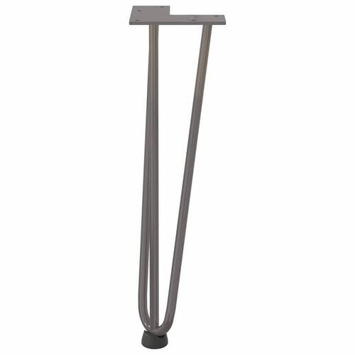 Hårnåle bordben 4 stk. naturstål 42 cm massivt stål