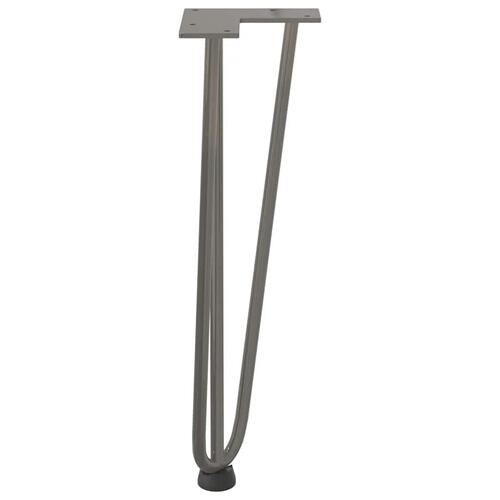 Hårnåle bordben 4 stk. naturstål 42 cm massivt stål