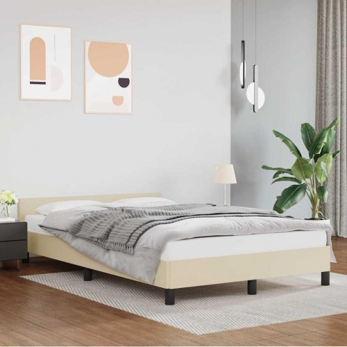 Sengeramme 120x190 cm i kunstlæder med sengegavl - creme