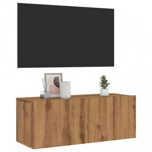 Væghængt tv-bord 80×30×30 cm i konstrueret træ - kunsteg