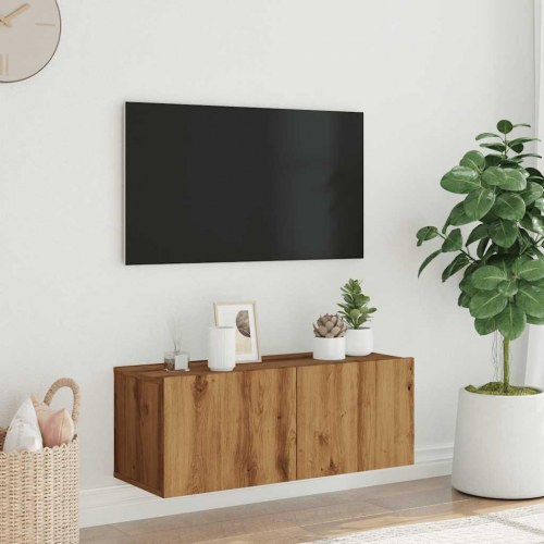 Væghængt tv-bord 80×30×30 cm i konstrueret træ - kunsteg