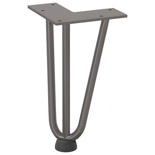 Hårnåle bordben 4 stk. naturstål 20 cm massivt stål