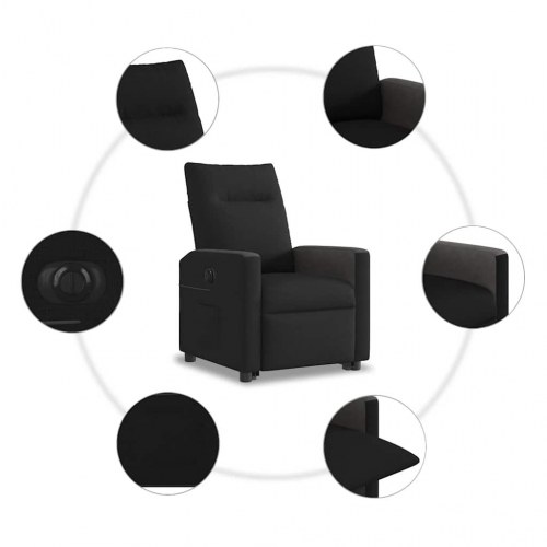 Eldrevet lænestol med løftefunktion stof sort