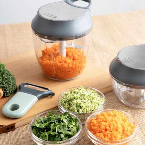 Ozon manuel grøntsagshakker, grå metal, 13,5 × 12 × 14,5 cm (12 stk.)