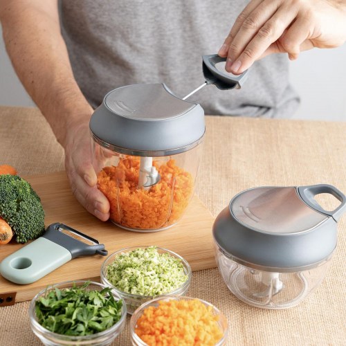 Ozon manuel grøntsagshakker, grå metal, 13,5 × 12 × 14,5 cm (12 stk.)