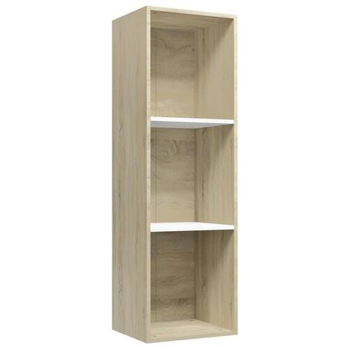Bogreol/tv-bord 36x30x114 cm konstrueret træ hvid og sonoma-eg