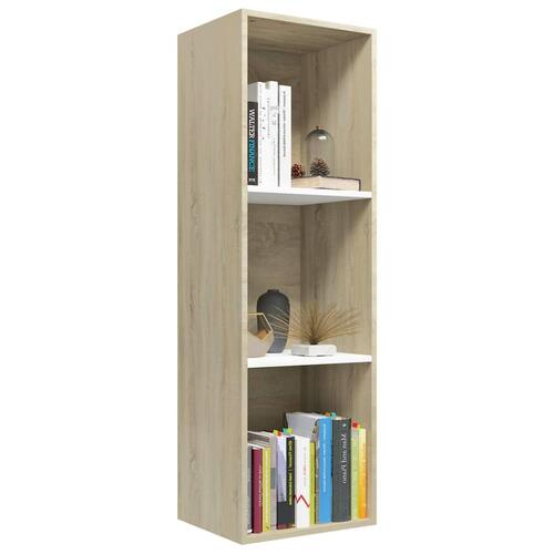 Bogreol/tv-bord 36x30x114 cm konstrueret træ hvid og sonoma-eg