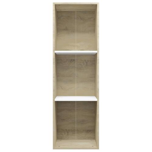 Bogreol/tv-bord 36x30x114 cm konstrueret træ hvid og sonoma-eg
