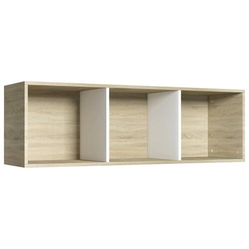Bogreol/tv-bord 36x30x114 cm konstrueret træ hvid og sonoma-eg