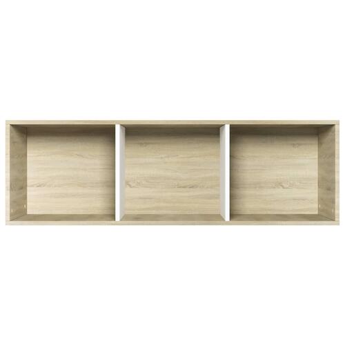 Bogreol/tv-bord 36x30x114 cm konstrueret træ hvid og sonoma-eg