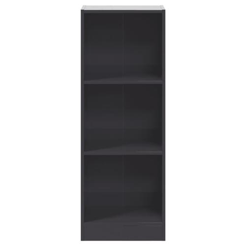 Bogreol med 3 hylder 40x24x109 cm konstrueret træ grå højglans