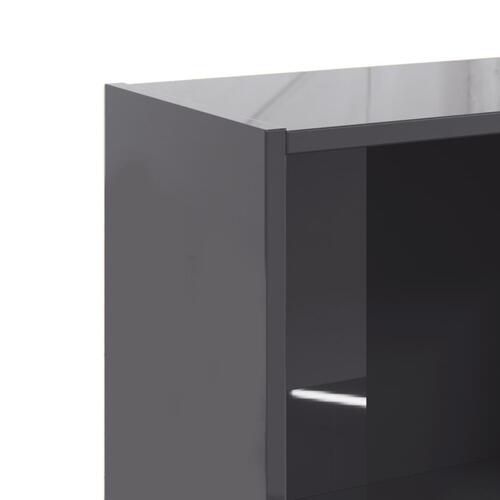 Bogreol med 3 hylder 40x24x109 cm konstrueret træ grå højglans