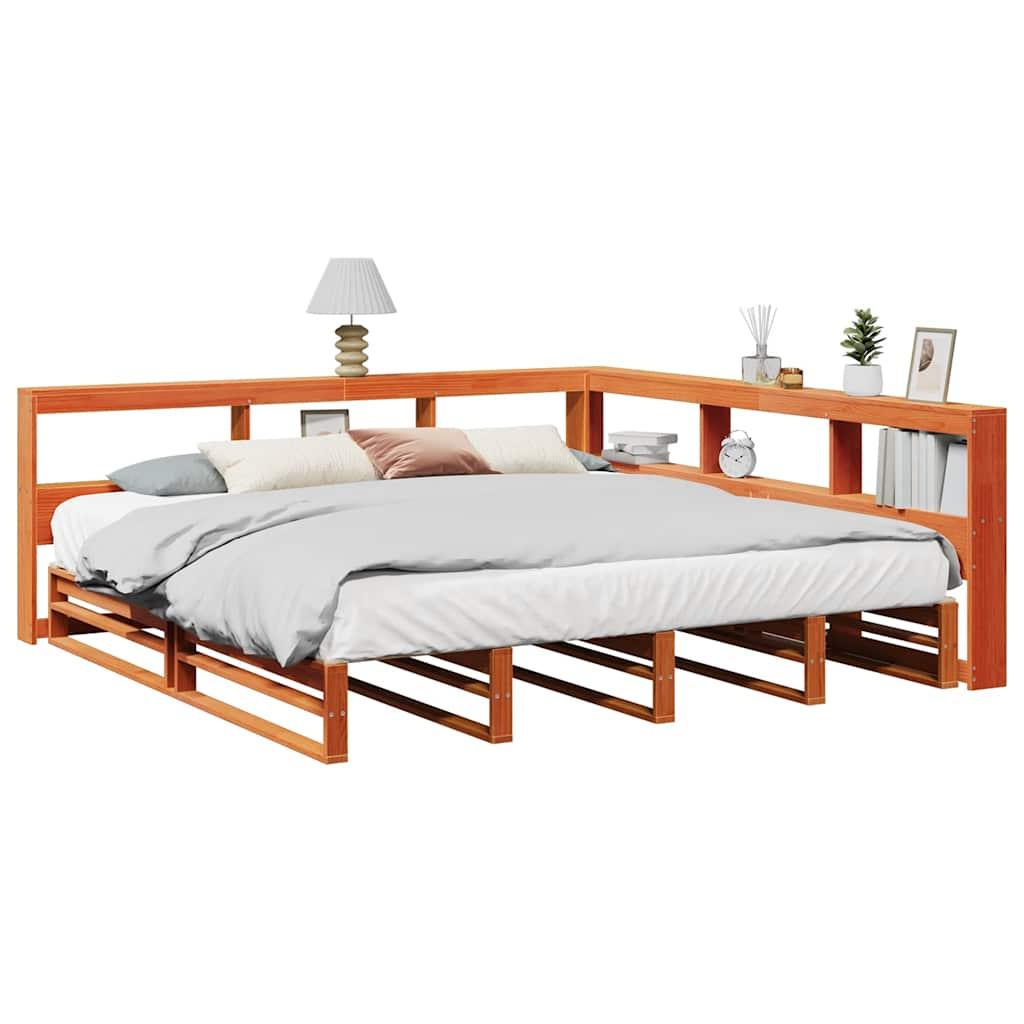 Seng Med Reol Uden Madras 180x200cm Massivt Fyrretræ Gyldenbrun