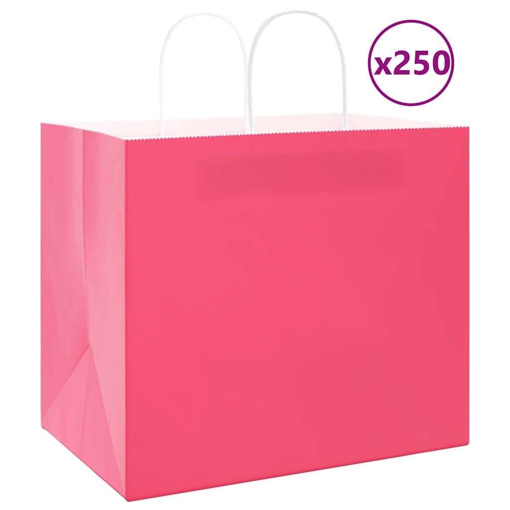 Papirposer 250 stk. med håndtag 32x22x28 cm lyserød billede