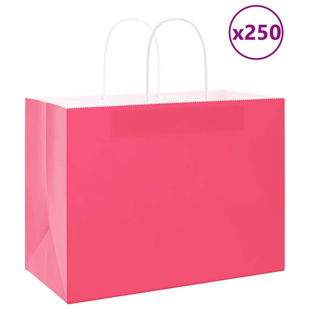 Papirposer med håndtag 32×17×25 cm - lyserød, 250 stk.