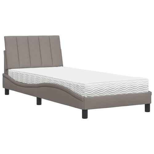 Seng med madras 90x190 cm stof gråbrun
