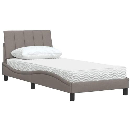 Seng med madras 90x190 cm stof gråbrun