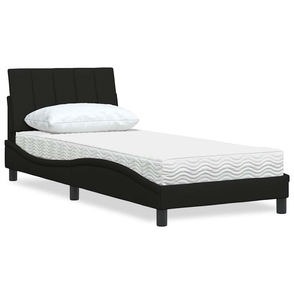 Seng med madras Hanko 90x190 cm stof sort
