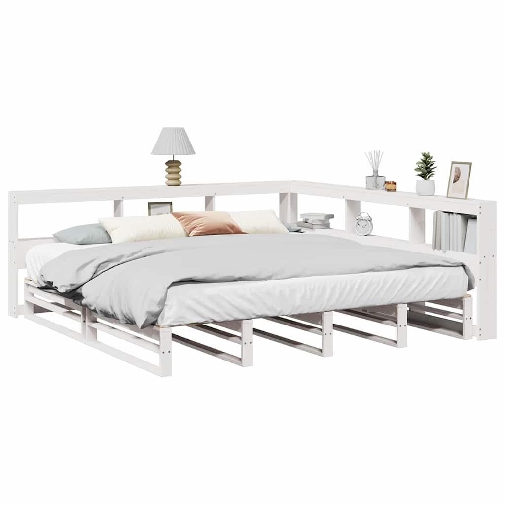 Seng Med Reol Uden Madras 180x200 Massivt Fyrretræ Hvid