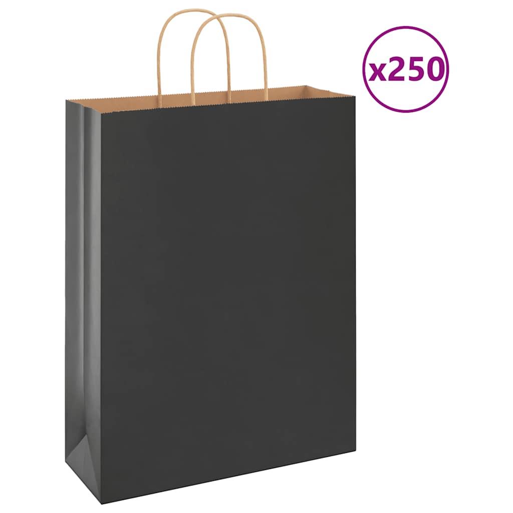 Papirposer 250 stk. med håndtag 32x12x42 cm sort billede