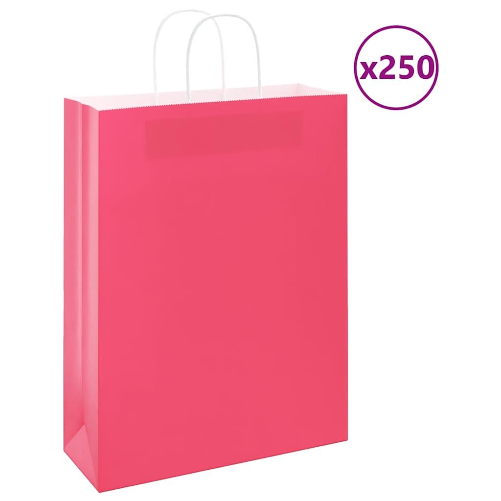 Papirposer 250 stk. med håndtag 32x12x42 cm lyserød billede