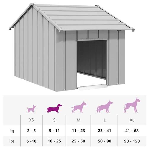 Hundehus med tag 83x130x85 cm galvaniseret stål