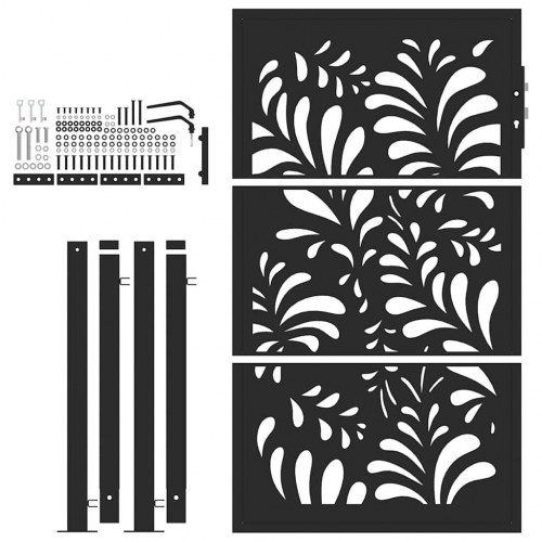 Havelåge i stål - sort, 100×150 cm, bølgedesign