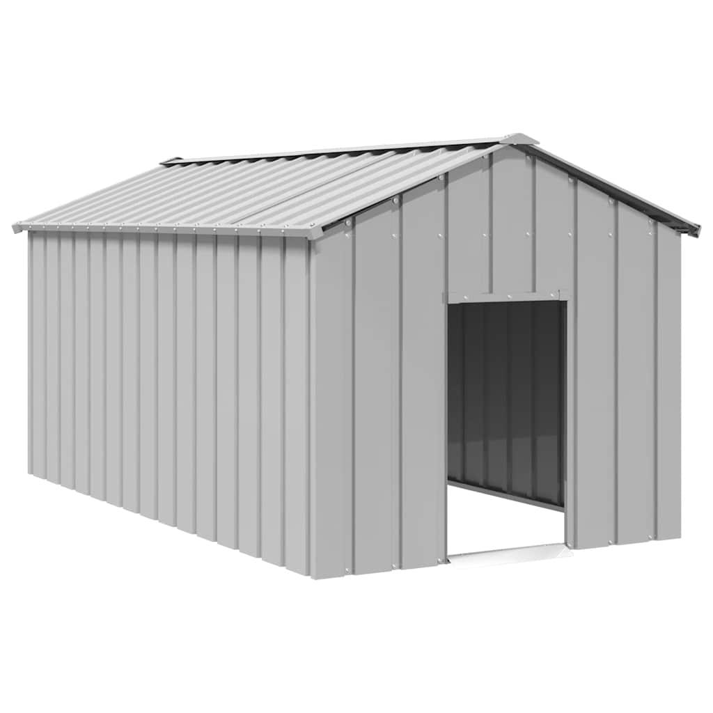 Hundehus med tag 114×202×101 cm - galvaniseret stål, grå