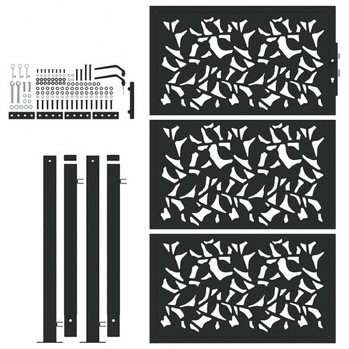 Havelåge 105x155 cm stål bladdesign sort