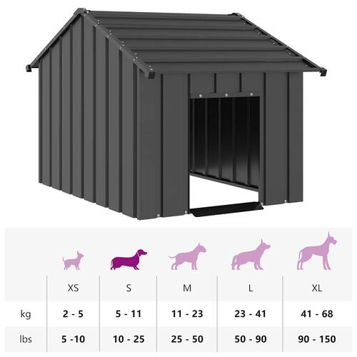 Hundehus med tag 83x130x85 cm galvaniseret stål