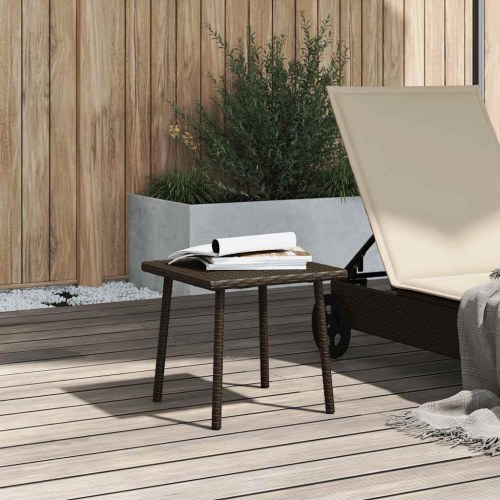 Havesofabord 40x40x37 cm firkantet polyrattan brun