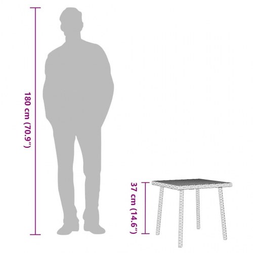 Havesofabord 40x40x37 cm firkantet polyrattan brun