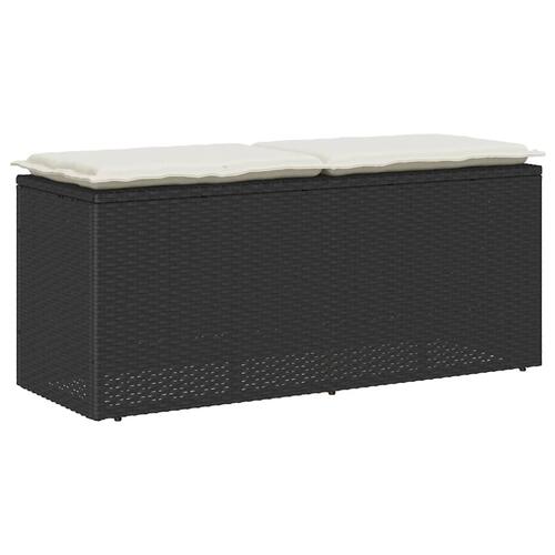 Havebænk med hynde 110x40x44 cm polyrattan sort