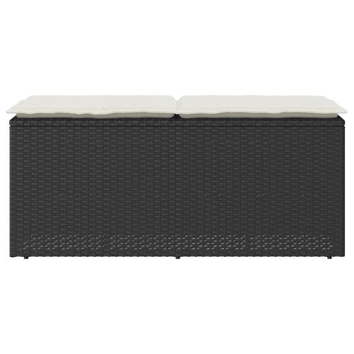 Havebænk med hynde 110x40x44 cm polyrattan sort