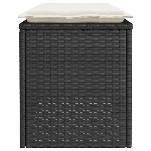 Havebænk med hynde 110x40x44 cm polyrattan sort
