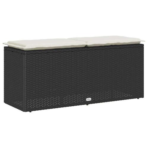 Havebænk med hynde 110x40x44 cm polyrattan sort