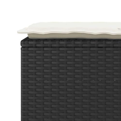 Havebænk med hynde 110x40x44 cm polyrattan sort