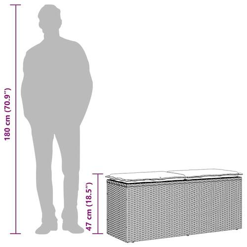 Havebænk med hynde 110x40x44 cm polyrattan sort