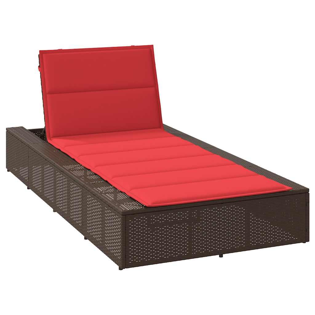 Solseng med flydende hynde polyrattan brun