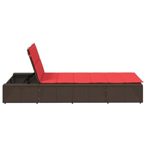 Solseng med flydende hynde polyrattan brun